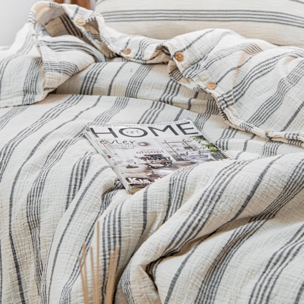 Breathable Muslin Duvet Cover, Luxury Gauze Bed Linen Set, Organic Muslin Comforter Cover, King Size Bedding Set