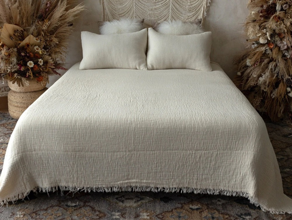 Soft 4 Layers Gauze, Muslin Bedcover, Organic Cotton Throw Blanket, King, Queen, Twin, Toddler, Baby Blankets