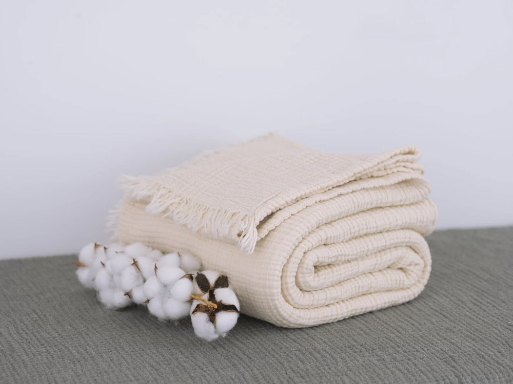 Soft Organic Cotton Muslin Blanket, 4 Layer Muslin Bedspread, Turkish Blanket, Organic Certified Muslin