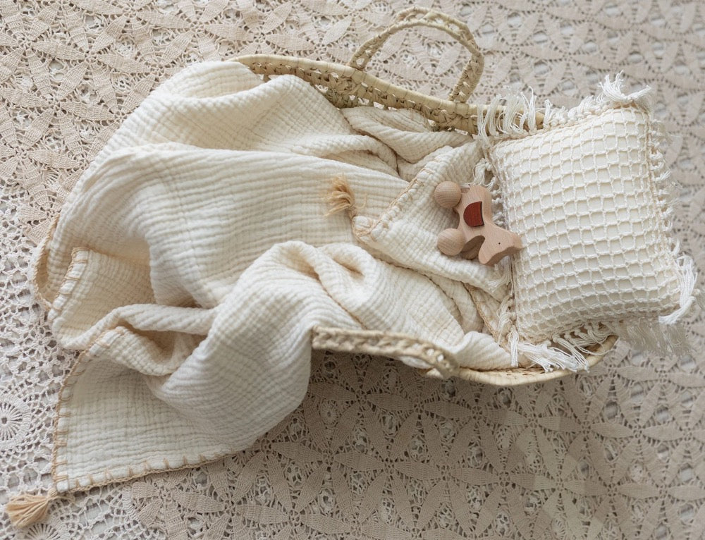 4 Layer Organic Muslin Baby Blanket, Soft Cotton Baby Swaddle, Newborn Gift for Girl or Boy, Muslin Baby Quilt