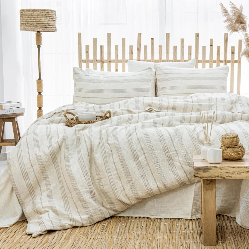 Breathable Muslin Duvet Cover, Luxury Gauze Bed Linen Set, Organic Muslin Comforter Cover, King Size Bedding Set