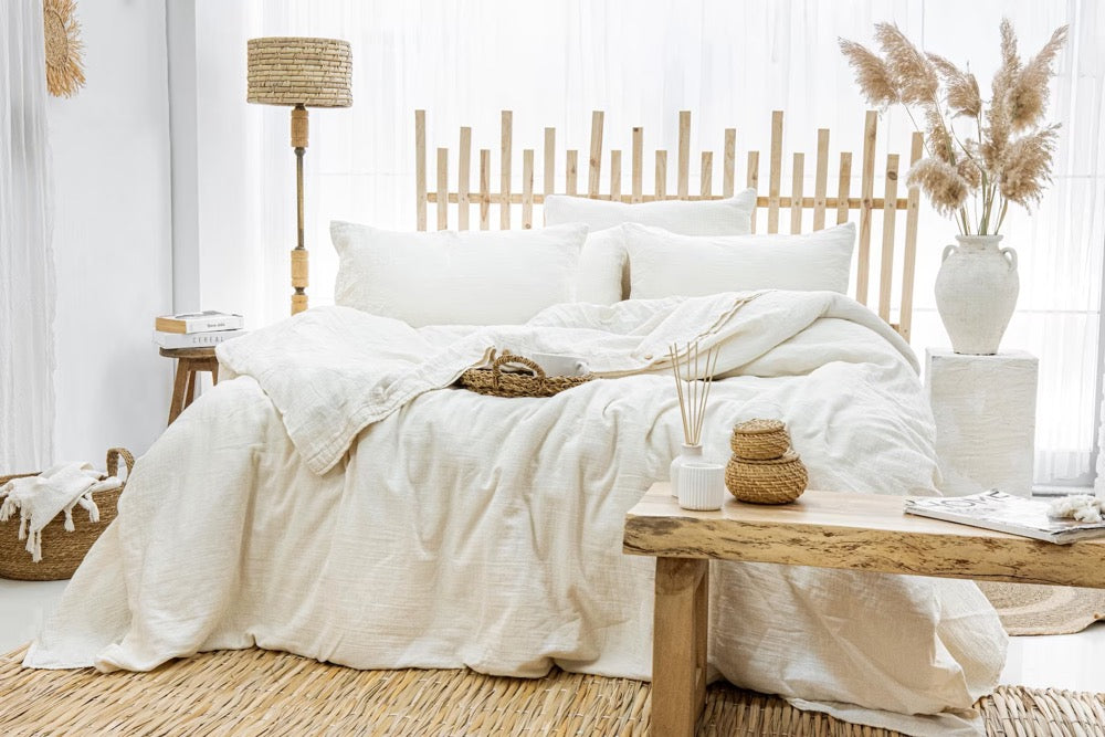 GOTS Certified Muslin Duvet Cover, Luxury Gauze Bed Linen Set, Organic Muslin Comforter Cover, King Size Bedding Set