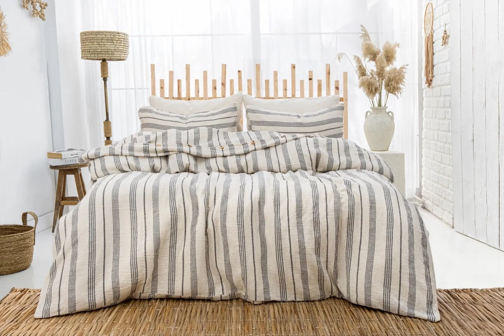 Breathable Muslin Duvet Cover, Luxury Gauze Bed Linen Set, Organic Muslin Comforter Cover, King Size Bedding Set